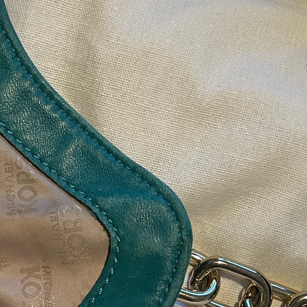 Michael Kors Teal Shoulder Bag with Gold Accents - Picture 8 of 9